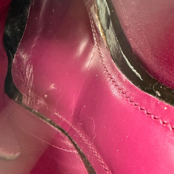 Coach Claudine Patent Leather 8 B Suede Black Gray Lace-Up Heels Designer Goth - Picture 8 of 10